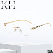 Vintage Gold Frame Rimless Luxury Men's Hip Hop Clear Lens Retro Fashion Glasses