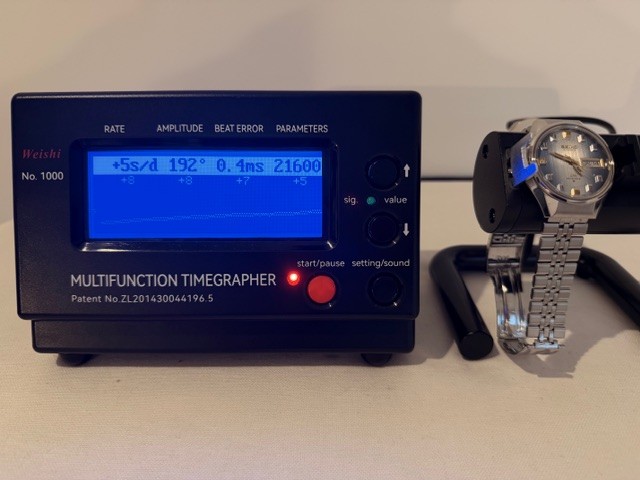 Vintage 1973 Near MINT Seiko Lord Matic LM 5606-7290 Blue Kanji AT Men's Watch image 5