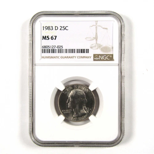 1983 D Washington Quarter MS 67 NGC Clad 25c Uncirculated SKU:I9567