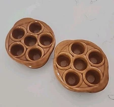 2 Vintage Escargot Baking Dishes, Ceramic Snail Plates.