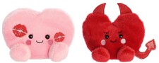 Valentine Heart Palm Pals 5" Plush 2 Piece Bundle, Kinsley Kisses and Klaus
