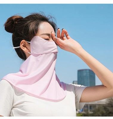 Ice Silk Cycling Bandana Face Cover Half Mask Hang-Ear Ice Silk Neck Gaiter 