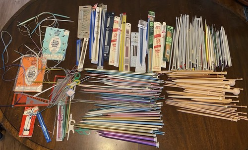 LARGE LOT Of KNITTING NEEDLES CIRCULAR NEEDLES CROCHET HOOKS & MORE