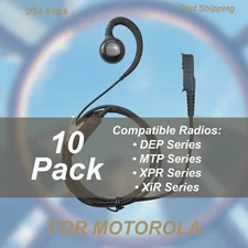 10xC-Shaped Earpiece with PTT Mic for Motorola Radios XPR3300, XPR3500e, MTP3550