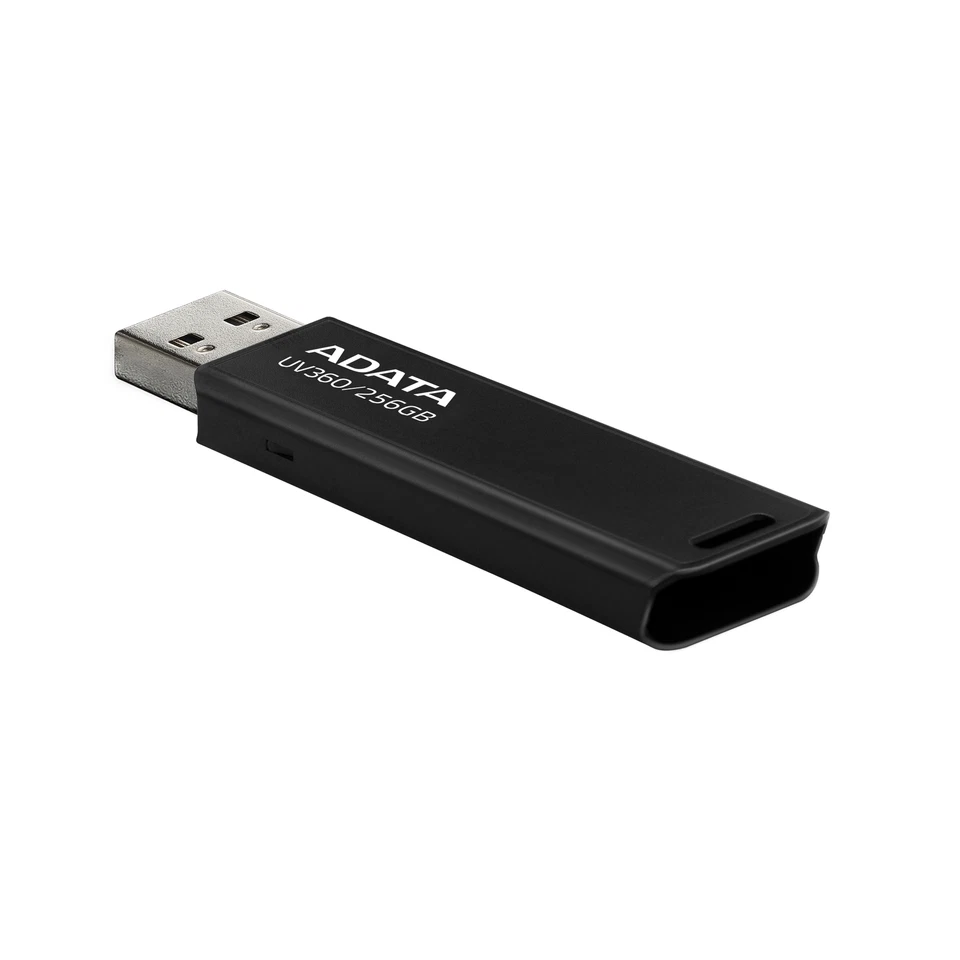 256 Go Adata UV360 USB3.2 Flash Drive Black w/ Connecteur USB coulissant - Photo 2/4
