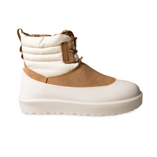 UGG CLASSIC MINI LACE UP WEATHER CHESTNUT WHITE LEATHER MEN'S BOOTS ...