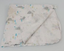 Cloud Island Baby Boy Blanket White Gray Green Aqua Blue Mountain Tree Flannel