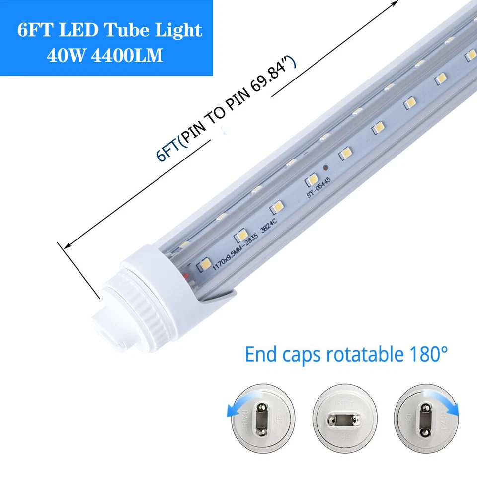 T8 T10 T12 R17D/HO 6Ft 40W Bombilla LED Luz de Día Equivalente F72T12/CW/HO Repuesto Foto 3 de 4