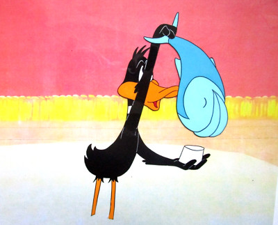 DAFFY DUCK 1960's Warner Brothers Original ANIMATION PRODUCTION drawing CEL fish