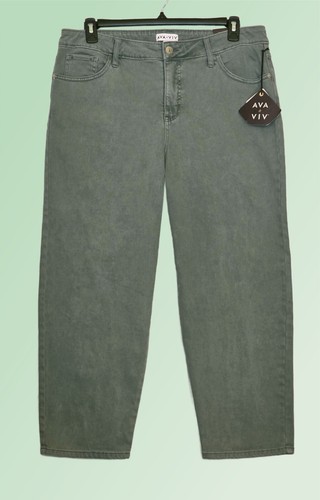 NWT AVA VIV 14W Gray High Rise Straight Jeans
