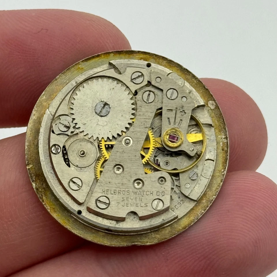 25.9mm Helbros PS32 Manual Wind Swiss 7 Jewels Watch Movement Vintage PARTS - Image 4 of 4
