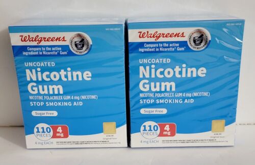 LOT OF 2 Nicotine Walgreen Gum Uncoated 4mg 110ct Each, Sugar Free EXP 08/2026.. - Picture 1 of 4