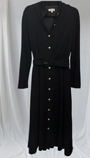 Vintage Talbots Dress 100% Wool 1980’s Black Nautical Classic Calf Length Sz 10