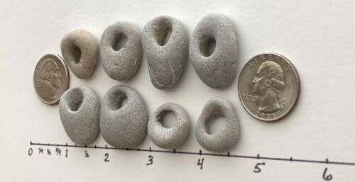 8 Natural Holey Beach Rocks Hag Fairy Stones Adder Wish large1/4" Hole Bead#J US - Picture 4 of 16