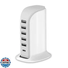 Charging Station for Multiple Devices 40W Upoy, Wall Charger Block 5 USB Port