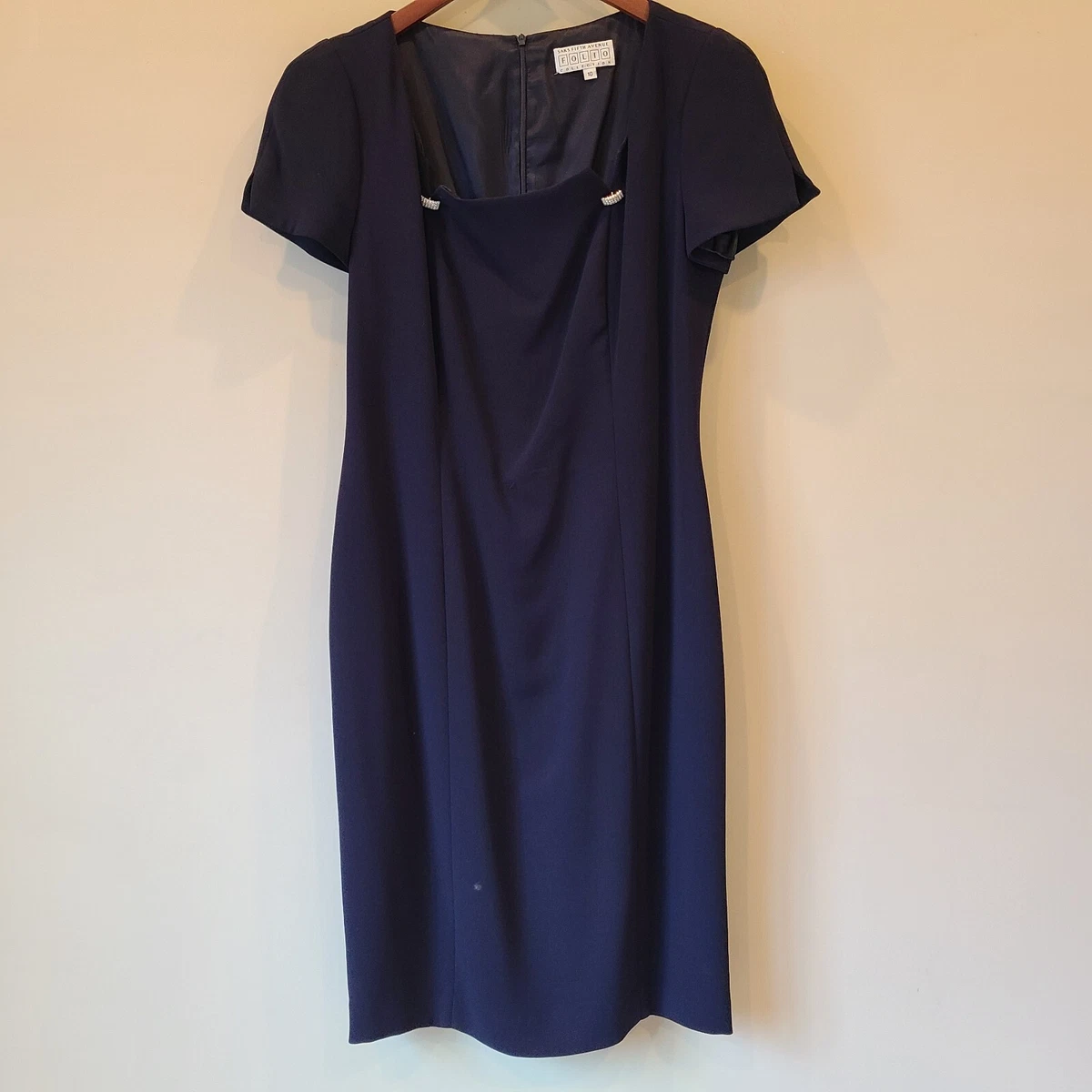 Vintage Saks Fifth Avenue Women s Sheath Dress Navy Size 10 Square