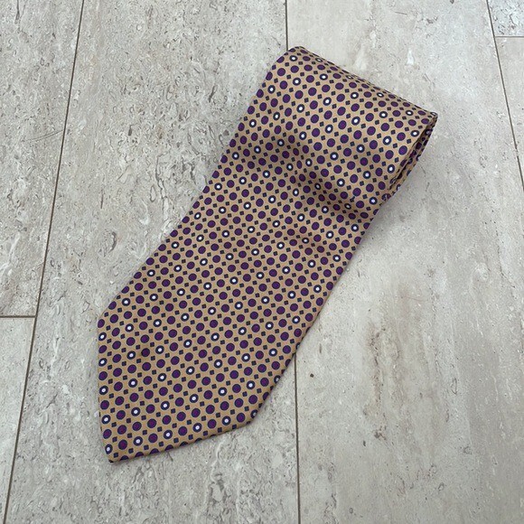 ディオール Christian Dior ネクタイ パープル ゴールド Men's Christian Dior 100% Silk Geometric Retro Dot Suit Tie