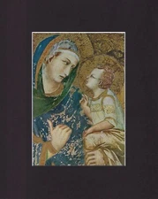 8X10 Black Matted Painting Print Art Picture: Pietro Lorenzetti, Madonna Child