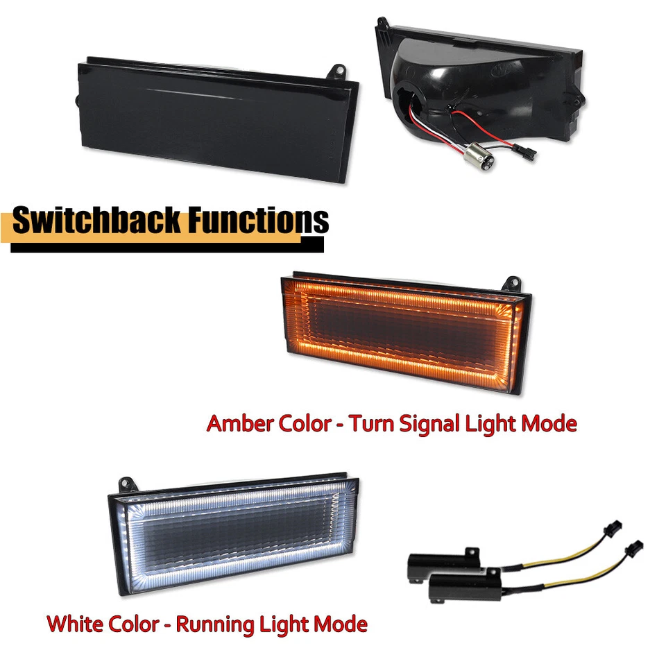 Luz de señal DRL de parachoques delantero LED de humo para 84-96 Jeep Cherokee y 86-92 Comanche Foto 2 de 4