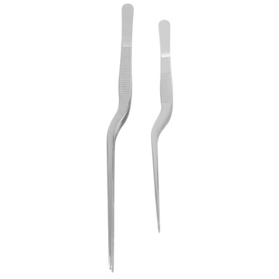 2pcs Curved Tongs Cooking Tweezers Food Plating Tweezers Chef Cooking Utensils