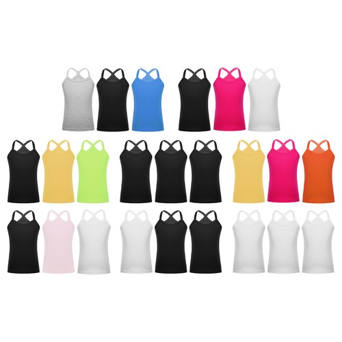 Kids Girls Vest Gymnastics 3Pcs/Set Weekend Y-Back Camisole Running Tops Beach - Picture 9 of 102