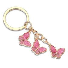 Butterfly Keychains for Women Rhinestone Butterfly Keychain Car Purse Bag Pink