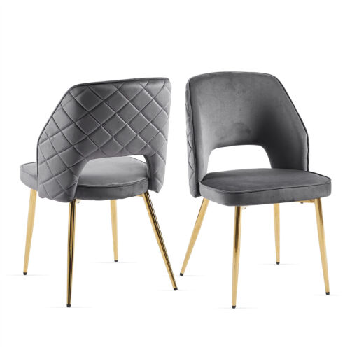 Set of 4 Velvet Dining Chair Upholstered Chair Kitchen Dining Chair w/ Metal Leg - Picture 36 of 48