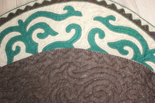 Handmade Area Rug SHYRDAK Traditional Kyrgyz Wool Felt Rug Dark-green, Grey - Picture 4 of 8