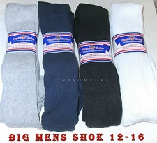 12 Pairs BIG MENS Physicians Choice OVER THE CALF Cushioned Diabetic Socks 12-16