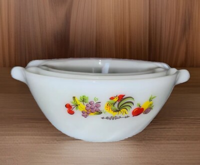 Mixing Bowls Set Fire King Chanticleer Rooster In Mint Condition