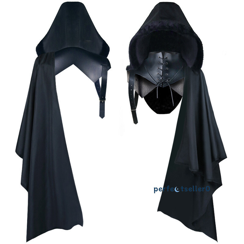 Mantello Medievale Con Cappuccio - Nero - Unisex Adulto - Per Cosplay, Halloween, Feste In Maschera