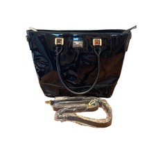 Nwot Simply Noelle Black Patent Leather Tote Bag With Removable Shoulder Strap #