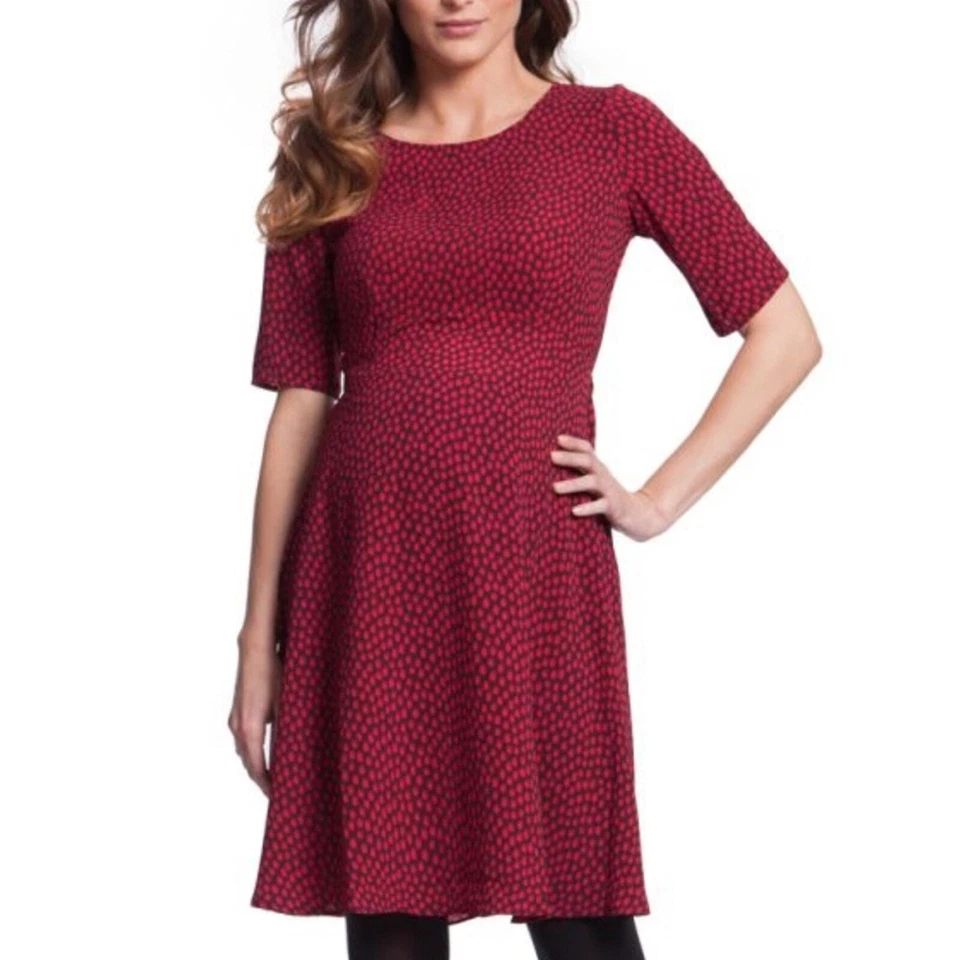 SERAPHINE Maternity Dress Size 6 Cerise Polka Dot Dress lightweight - Image 2 of 4