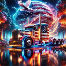5D Colorful Truck Diamond Art Painting Kits for Adults,Eagle Diamond Art for Beg