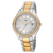 NEW Burgi BUR135TTG Women's Classic Coll. Swarovski Crystal Bezel Two Tone Watch
