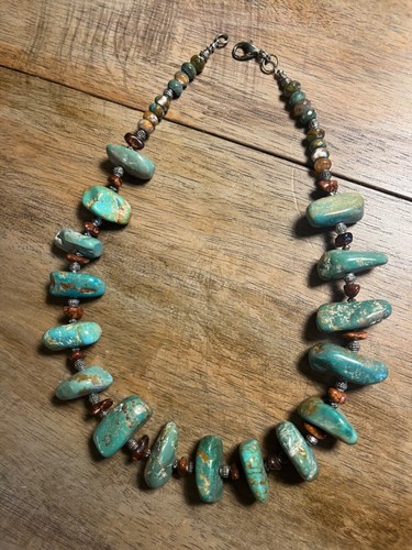 Native Turquoise Necklace large chunky green turquoise statement Rodeo Southwest - Picture 10 of 14