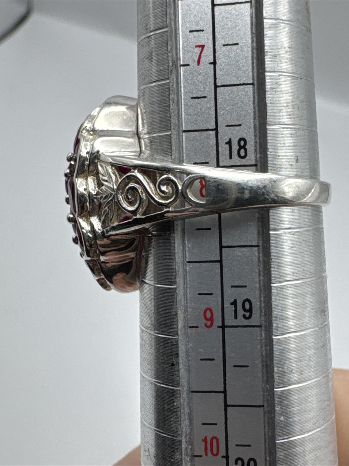 Sterling Silver Burmese Ruby Cluster Ring Size 8 … - image 7