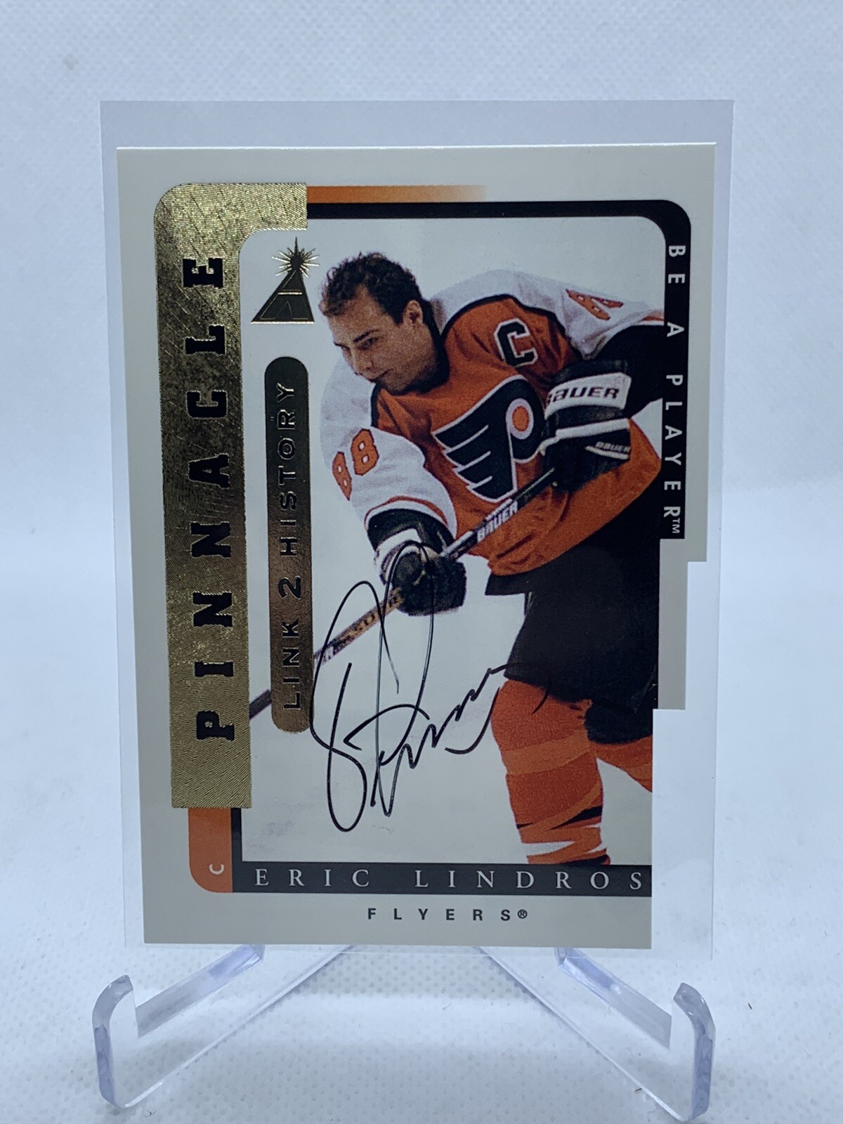 1996-97 Pinnacle Be A Player Link 2 History Eric Lindros #LTH-7B Auto HOF