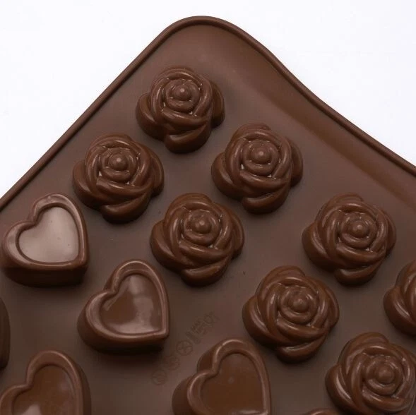Silikon Schokoladenform Pralinenform mit 24 Herz Rose Geschenk Formen Schokolade - Bild 2 von 4