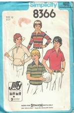 8366 UNCUT Vintage Simplicity Sewing Pattern Boys Jiffy Knit Pullover Top Sports