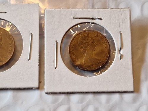 Set of 2 - 1966 Canada 1C Penny Coin Elizabeth II D.G. - KM 59.1 - Bronze/Copper - Picture 12 of 24