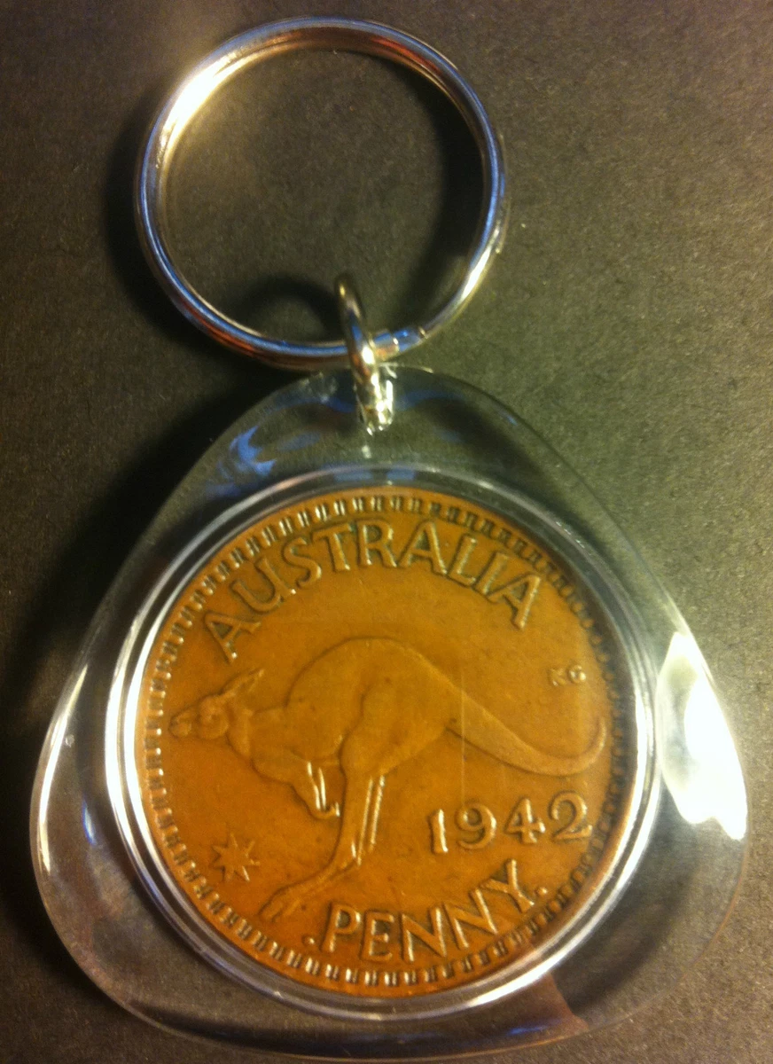 Awesome Collectible Australian 1942 I Calcutta Mint Birthday Penny Key Ring