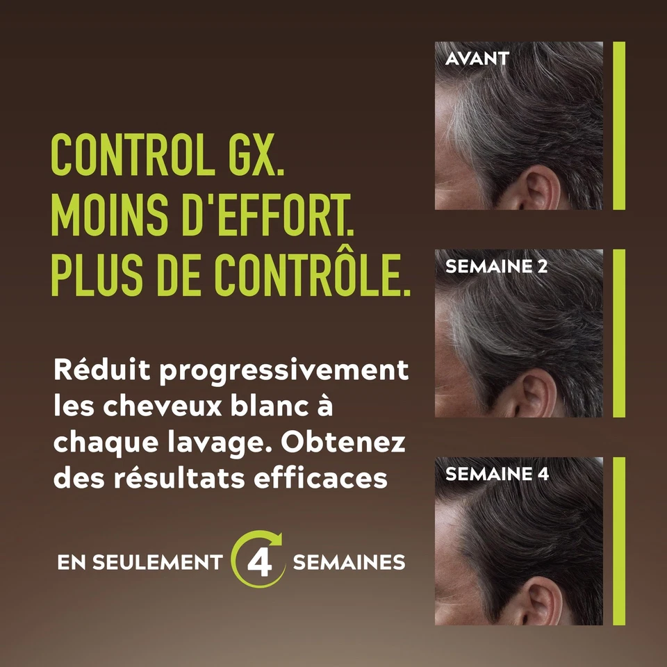 Just For Men Control GX Shampooing colorant homme pour cheveux, Réduit progre... - Photo 3/4