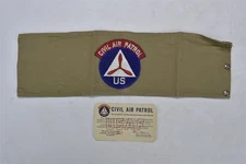 Vintage 1940's CIVIL AIR PATROL ARM BAND + ID CARD #07983