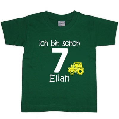 Geburtstagsshirt  ich bin schon 7 mit Wunschnamen DUNKELGRÜN  Motivauswahl  NEU