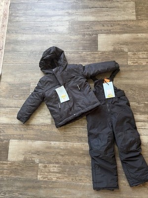 Cat & Jack Toddler Boys Girl 4t Black 3-in-1 Winter Jacket and Snow Bibs Set NWT