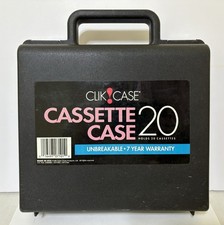 Vintage CLIK CASE Plastic Cassette Storage - Black Carrying Case holds 20 Tapes