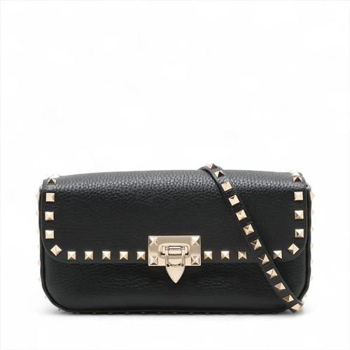 Valentino Garavani Rock Studs Leather Shoulder bag Black
