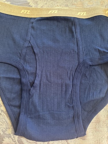 Vtg FRUIT OF THE LOOM “FTL” ROYAL BLUE RIBBED BRIEFS UNDERWEAR Sz M 32-34
