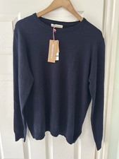 Maglione maglione donna WoolOvers cashmere e lana girocollo blu navy taglia XL nuovo con etichette